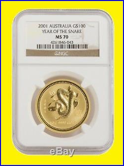 1996-2006 Australia Gold Lunar 6 Coins Set 6 Oz Pure Gold Ngc Ms 70 Series 1