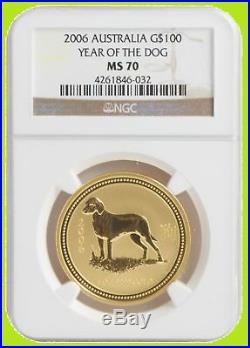 1996-2006 Australia Gold Lunar 6 Coins Set 6 Oz Pure Gold Ngc Ms 70 Series 1