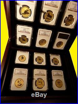 1996-2007 Australia Gold Lunar Set 12 Coins 12 Oz Pure Gold Ngc Ms 70 Series 1