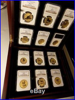 1996-2007 Australia Gold Lunar Set 12 Coins 12 Oz Pure Gold Ngc Ms 70 Series 1