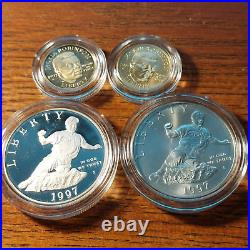 1997 Jackie Robinson 50th Anniversary 4 Coin Gold/Silver Set