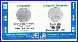 1998 Israel 50th Anniversary / Jubilee Set 1oz + 0.5oz Pure Gold Coins +2 Silver