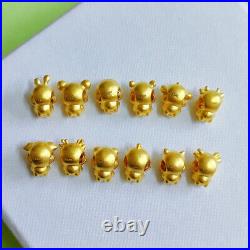 1pcs Pure 999 24K Yellow Gold For Women 3D Twelve Of Zodiac Pendant DIY Beads