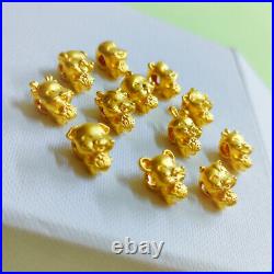 1pcs Pure 999 24K Yellow Gold For Women 3D Twelve Of Zodiac Pendant DIY Beads