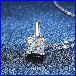 2.00 CT Moissanite Solid 14K White Gold Princess Cut Excellent Wedding Pendant