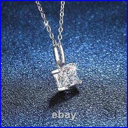 2.00 CT Moissanite Solid 14K White Gold Princess Cut Excellent Wedding Pendant