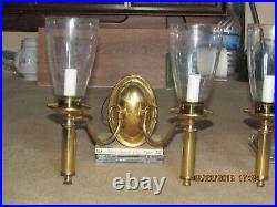 2 -2l Brass Sconces 12x12-2 Sets Of Perfect Glass Shades Exc Cond Undamaged