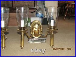 2 -2l Brass Sconces 12x12-2 Sets Of Perfect Glass Shades Exc Cond Undamaged