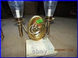 2 -2l Brass Sconces 12x12-2 Sets Of Perfect Glass Shades Exc Cond Undamaged
