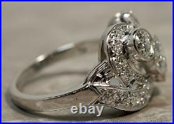 2.32 Ct Simulated Diamond Vintage Perfect Art Deco Ring 14K White Gold Plated