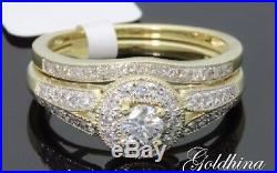 2.40ct Yellow D/VVS1 Diamond Bridal Set Engagement/Wedding Ring 14k Pure Gold