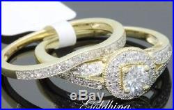 2.40ct Yellow D/VVS1 Diamond Bridal Set Engagement/Wedding Ring 14k Pure Gold