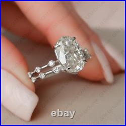 2.42 TCW Oval Cut D FL Moissanite Bridal Set In Solid Pure 14K White Gold