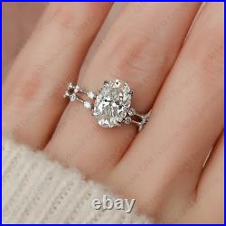 2.42 TCW Oval Cut D FL Moissanite Bridal Set In Solid Pure 14K White Gold