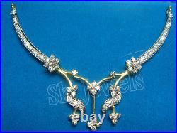 2.42ct Natural Round Diamond 14k Solid White Gold Wedding Necklace Set