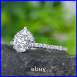 2.50CT Round Moissanite Bridal Set Engagement Ring Excellent Pure 14K White Gold