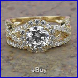 2.50Carat Round Diamond Halo Bridal Set Engagement Ring In Pure 14K Yellow Gold