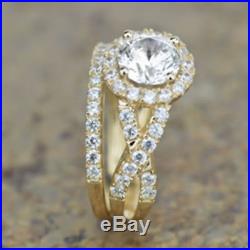 2.50Carat Round Diamond Halo Bridal Set Engagement Ring In Pure 14K Yellow Gold