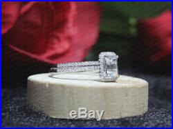 2.50Ct Emerald-Cut Diamond Halo Engagement Bridal Ring Set Pure 10K White Gold