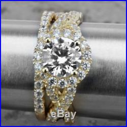 2.50Ct Round Diamond Halo Bridal Set Engagement Ring In Pure 14K Yellow Gold Fn