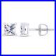 2/5ct Princess Cut Moissanite Basket Set Stud Earrings Solid 14K White Gold