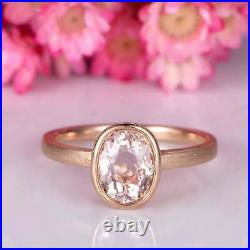 2.5ct Simulated Morganite Engagement Ring Bezel Set Solitaire Pure 14k Rose Gold