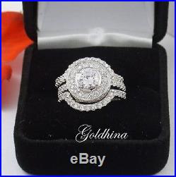 2.70ct White D/VVS1 Diamond Bridal Set Engagement/Wedding Ring 10k Pure Gold
