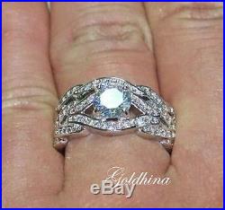 2.80ct White D/VVS1 Diamond Bridal Set Engagement/Wedding Ring 14k Pure Gold