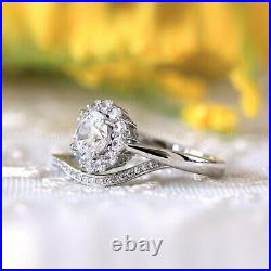 2 CT Bridal Set Moissanite Wedding Ring Pure 14k White Gold Round Cut Excellent