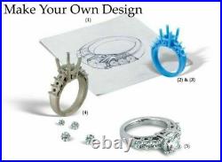 2 CT Moissanite Bridal Set Engagement Ring Princess Cut Pure 14K White Gold VVS1