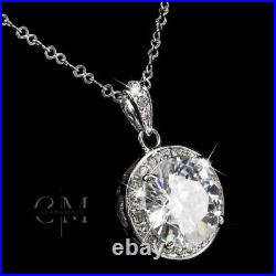 2 Carat Excellent Round Cut Moissanite Halo Wedding Pendant Solid 14K White Gold