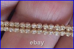 2 Carat Genuine Prong Set Diamonds Tennis Bracelet in 14k Yellow Gold 10.4 grams