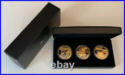 2 oz. Pure Silver Gold Plated Coins Golden Reflections 3-coin boxed set