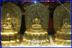 20.8 Tibet Temple Pure Bronze 24K Gold 5 Sakyamuni Shakyamuni Buddha Statue Set