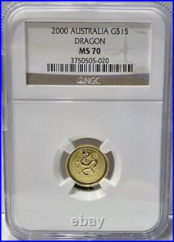 2000 AUSTRALIA Lunar YEAR of DRAGON Perfect 5 coin set NGC MS70- 3.4 oz gold