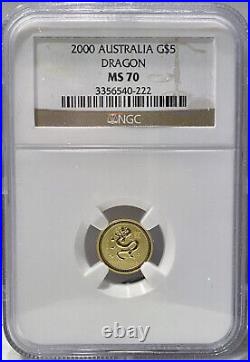 2000 AUSTRALIA Lunar YEAR of DRAGON Perfect 5 coin set NGC MS70- 3.4 oz gold