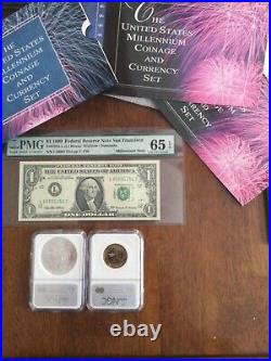 2000 Millennium Coinage & Currency Set. Complete Set Graded Ms69