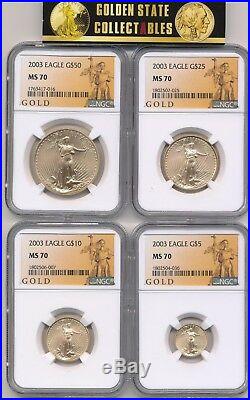 2003 $50, $25, $10, $5 Gold Eagle Set Perfect Ngc Ms70 Key Early Date Complete Set