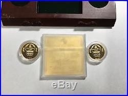 2003 Mongolia 2000 Togrog Year Of The Goat 2-Coin Pure Gold set in Case N/R