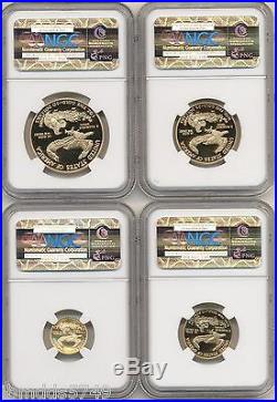 2003 W 4 Coin Gold Eagle Proof Set $50, $25, $10, $5 Ngc Pf70 New, Perfect Slabs
