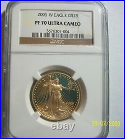 2005-W GOLD EAGLE COMPLETE 4 COINS SET $50 $25 $10 $5 PERFECT NGC PF 70 rare
