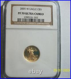 2005-W GOLD EAGLE COMPLETE 4 COINS SET $50 $25 $10 $5 PERFECT NGC PF 70 rare