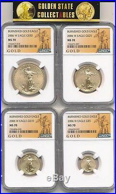 2006 W 4 Coin Burnished Gold Eagle Set Ngc Ms70 Perfect American Legacy Labels