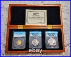 2008 U. S. Mint Bald Eagle ANACS PR70 Gold Silver Graded Perfect Set with Case