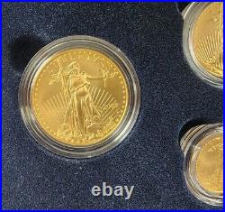 2008-W Burnished 4pc American Gold Eagle Set $50, $25, $10, & $5 WithBox & Papers