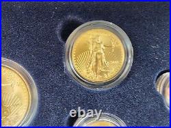 2008-W Burnished 4pc American Gold Eagle Set $50, $25, $10, & $5 WithBox & Papers