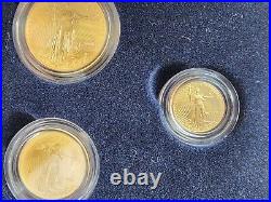 2008-W Burnished 4pc American Gold Eagle Set $50, $25, $10, & $5 WithBox & Papers