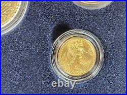 2008-W Burnished 4pc American Gold Eagle Set $50, $25, $10, & $5 WithBox & Papers