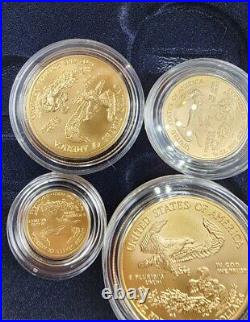 2008-W Burnished 4pc American Gold Eagle Set $50, $25, $10, & $5 WithBox & Papers