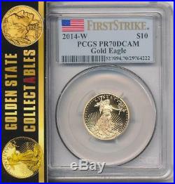 2010 W $10 Proof Gold Eagle Pcgs Pr70 Dcam First Strike Flag Label Perfect